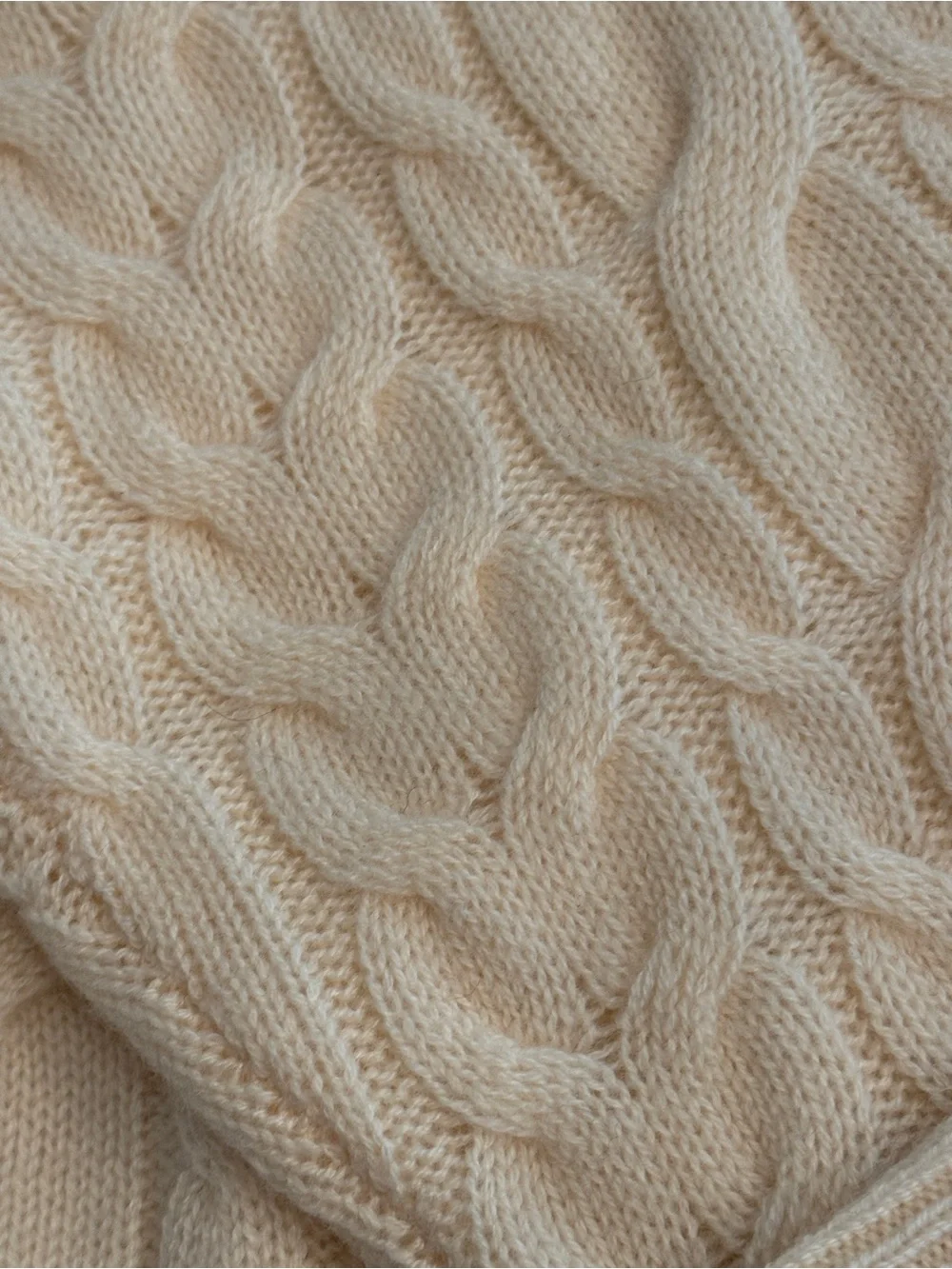 J. Crew Cashmere cropped cable-knit V-neck sweater cream ivory
